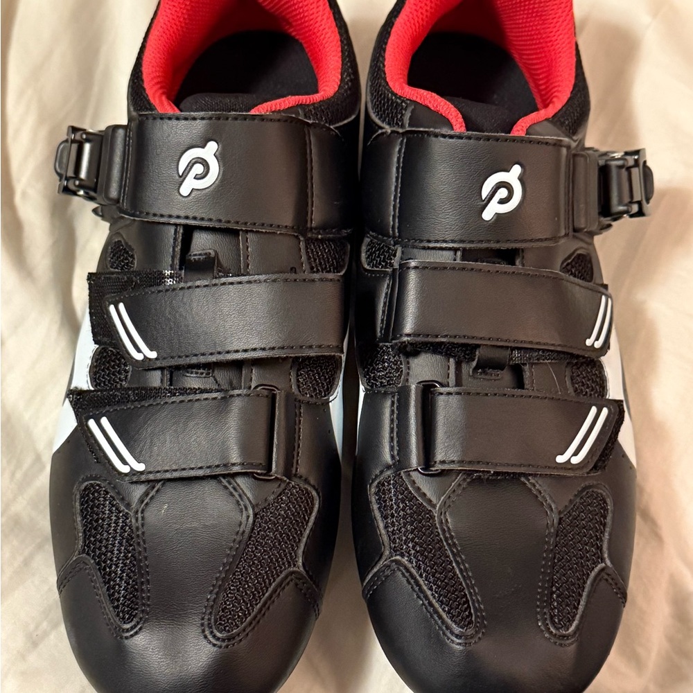 Peloton Black Cycling Shoes with Red Accents Size 41